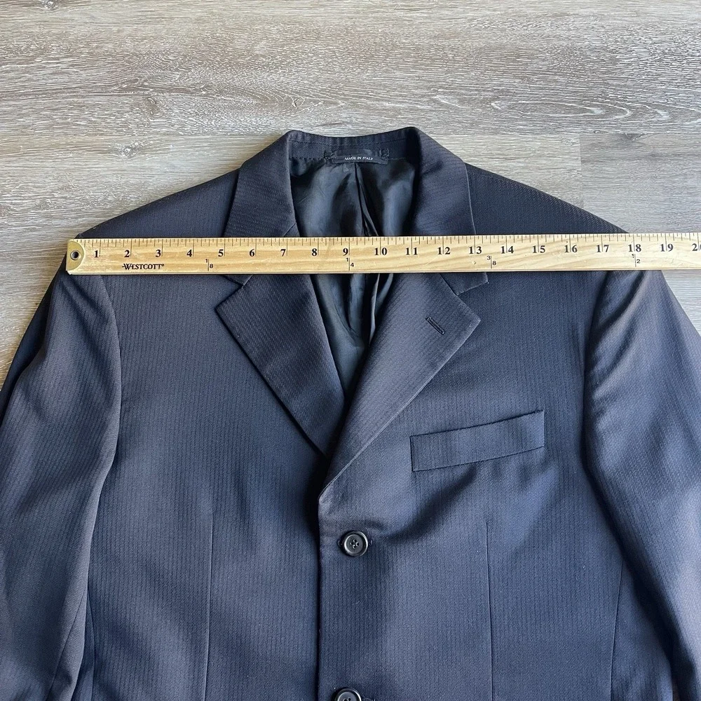 Vintage Prada Men's Black Blazer Size 48 Tonal Stripes 3 Buttons